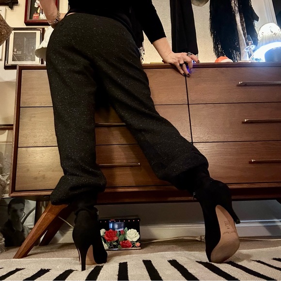 🥀 talbots black wool tweed slacks size 8p - Picture 3 of 5